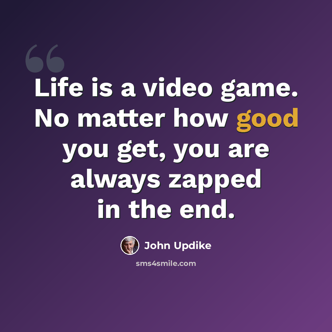 “Life is a video game. No matter how good you get, you are always zapped in the end.” quote by John Updike