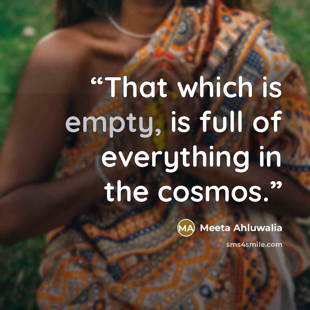 “That which is empty, is full of everything in the cosmos.” quote by Meeta Ahluwalia