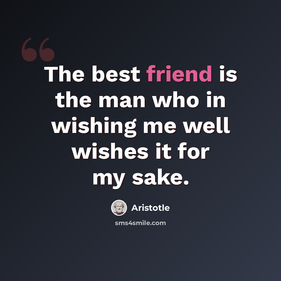 “The best friend is the man who in wishing me well wishes it for my sake.” quote by Aristotle