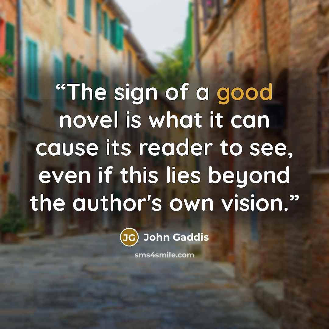 “The sign of a good novel is what it can cause its reader to see, even if this lies beyond the author's own vision.” quote by John Gaddis