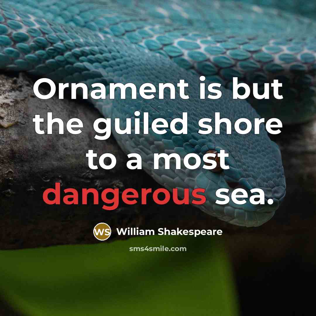 “Ornament is but the guiled shore to a most dangerous sea.” quote by William Shakespeare