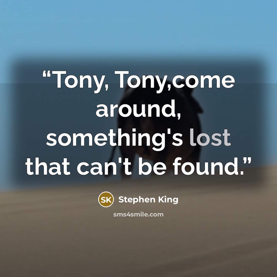 “Tony, Tony,come around, something's lost that can't be found.” quote by Stephen King