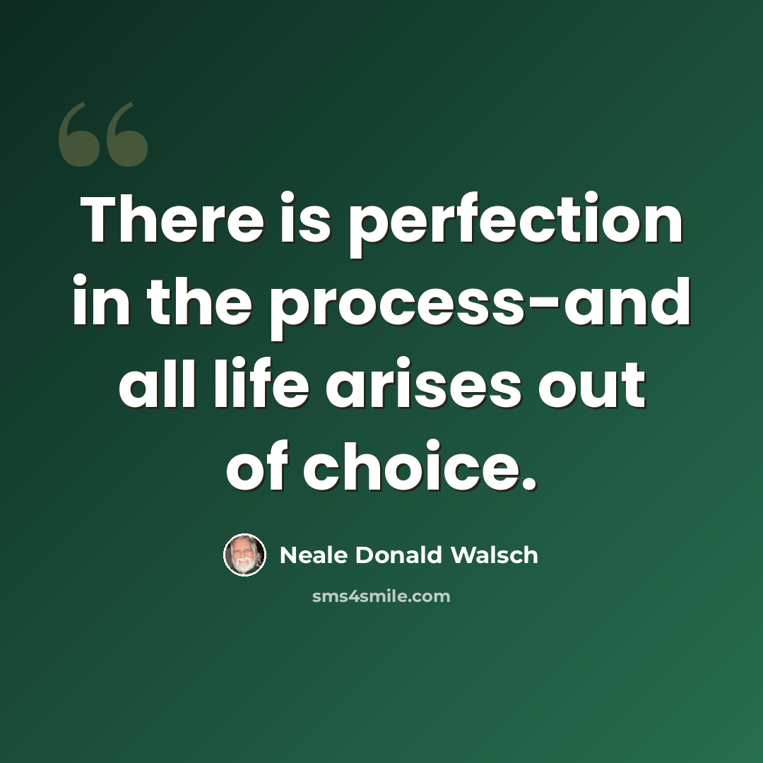 “There is perfection in the process-and all life arises out of choice.” quote by Neale Donald Walsch