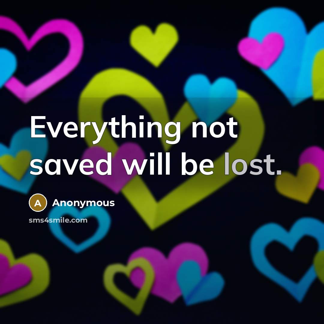 “Everything not saved will be lost.” quote by Anonymous