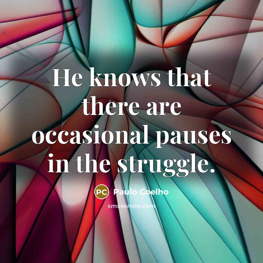 “He knows that there are occasional pauses in the struggle.” quote by Paulo Coelho