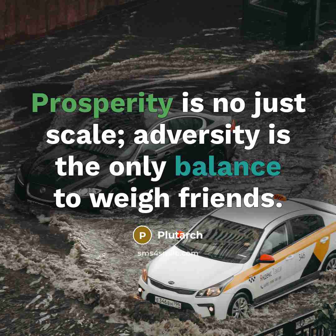 “Prosperity is no just scale; adversity is the only balance to weigh friends.” quote by Plutarch