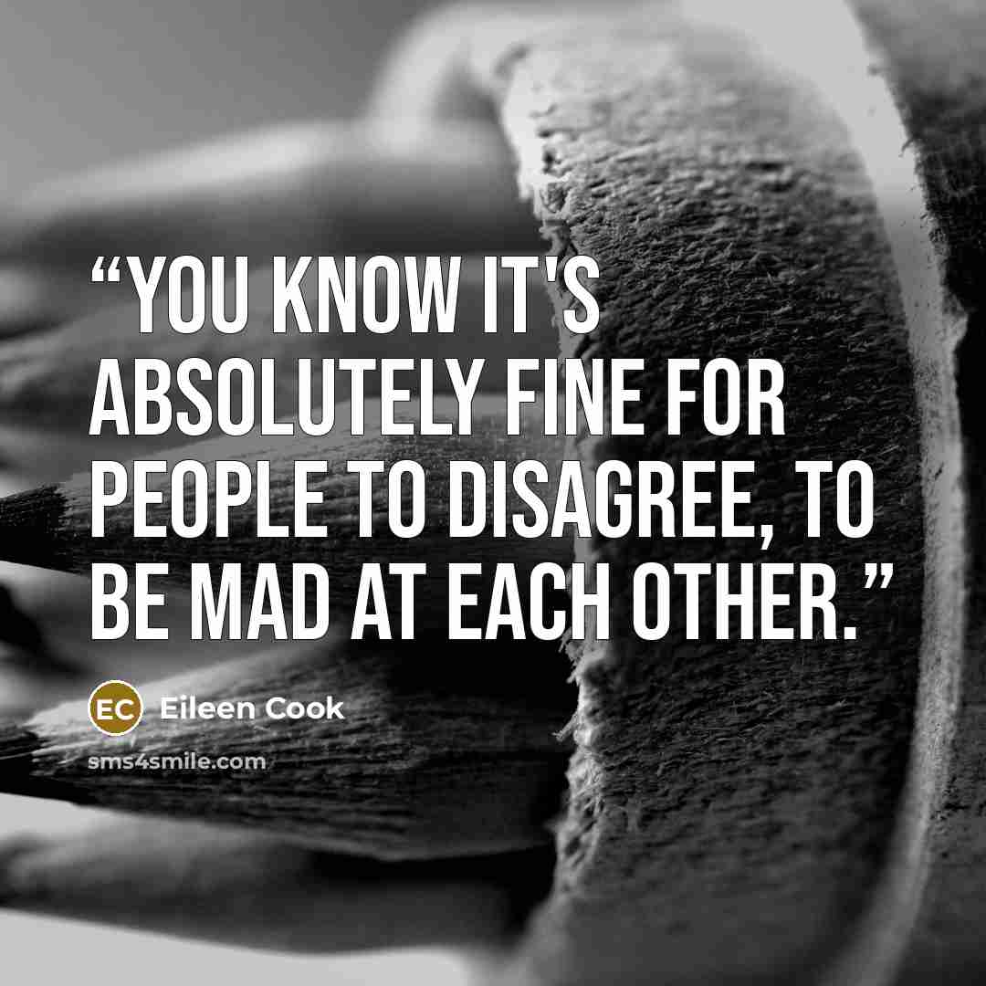 “You know it's absolutely fine for people to disagree, to be mad at each other.” quote by Eileen Cook