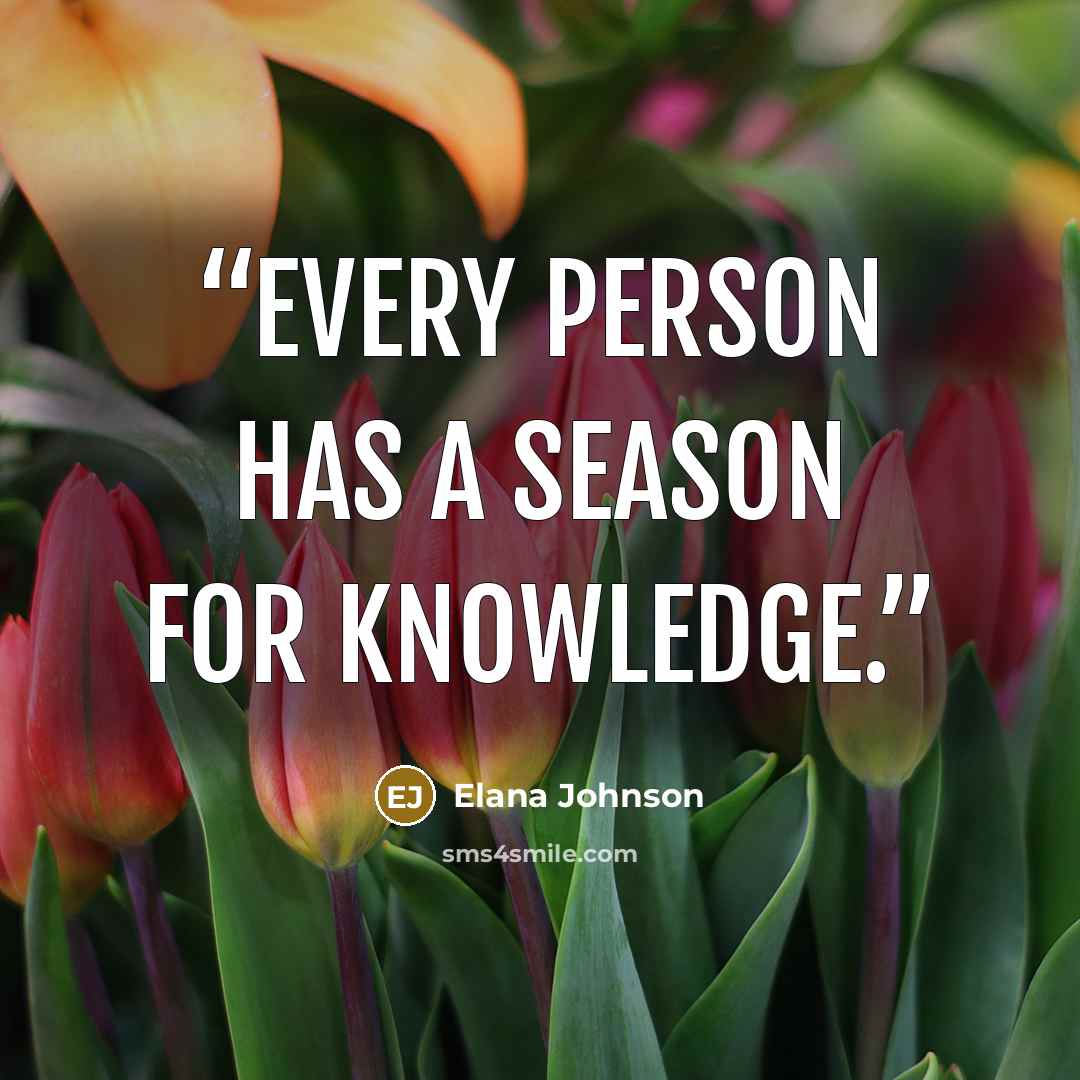“Every person has a season for knowledge.” quote by Elana Johnson