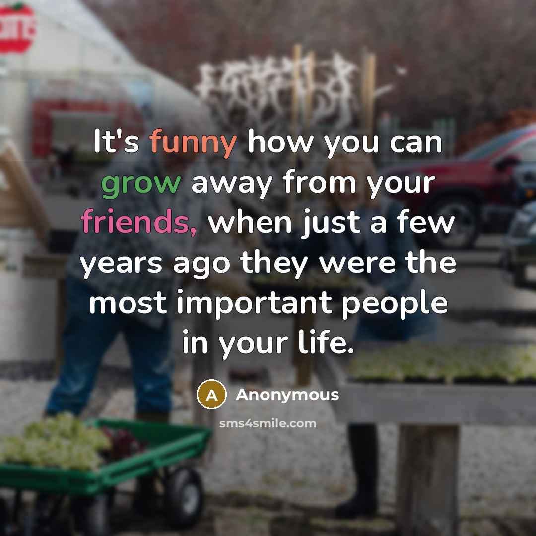 “It's funny how you can grow away from your friends, when just a few years ago they were the most important people in your life.” quote by Anonymous