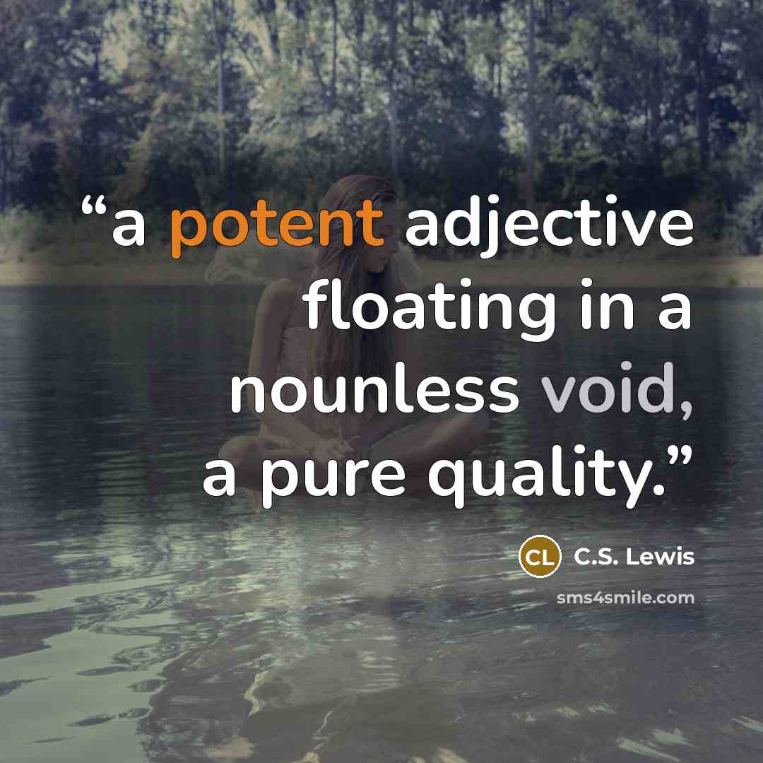 “a potent adjective floating in a nounless void, a pure quality.” quote by C.S. Lewis