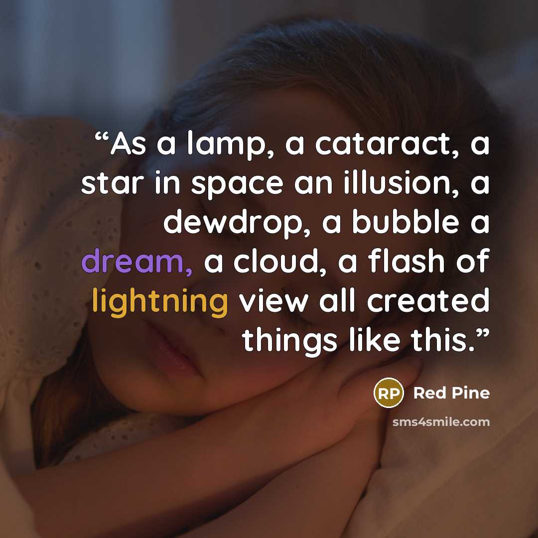 “As a lamp, a cataract, a star in space an illusion, a dewdrop, a bubble a dream, a cloud, a flash of lightning view all created things like this.” quote by Red Pine