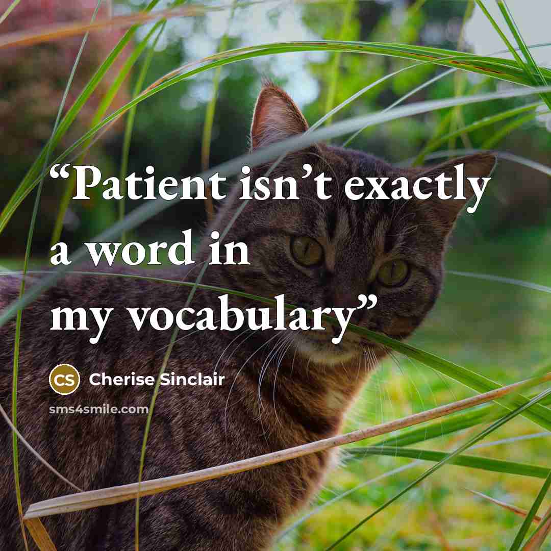 “Patient isn’t exactly a word in my vocabulary” quote by Cherise Sinclair