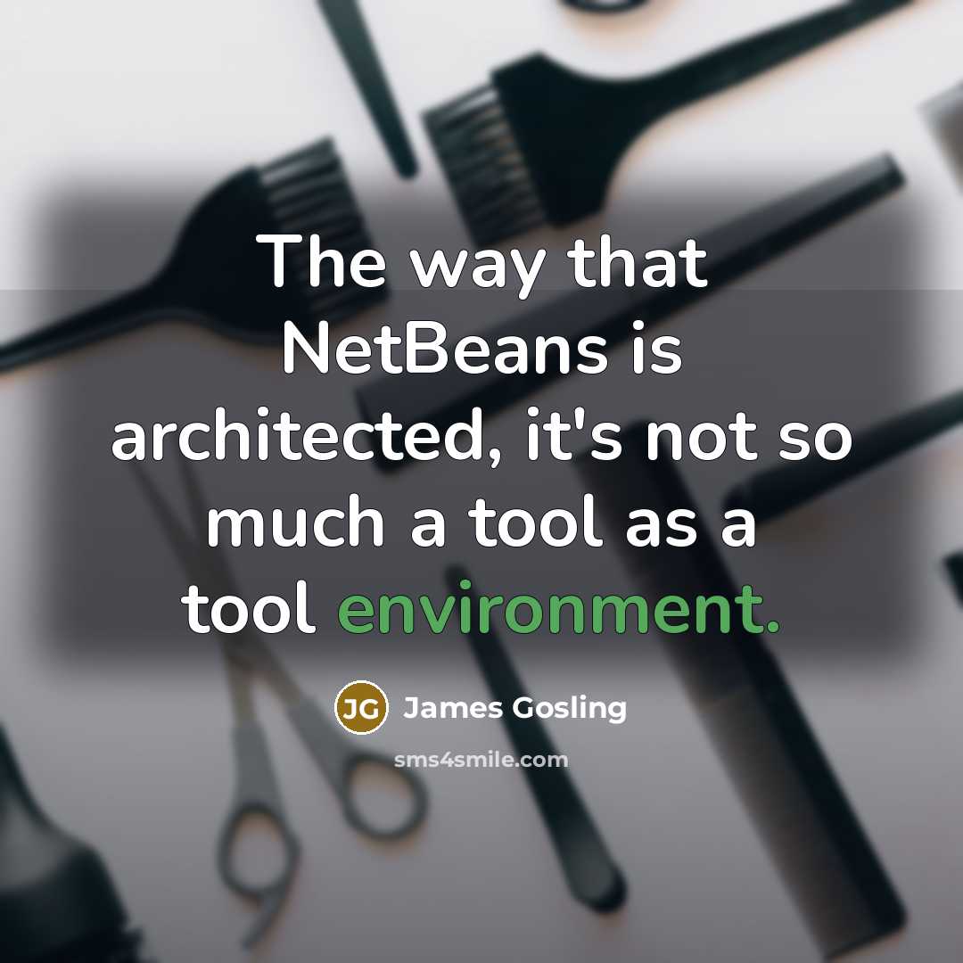 “The way that NetBeans is architected, it's not so much a tool as a tool environment.” quote by James Gosling