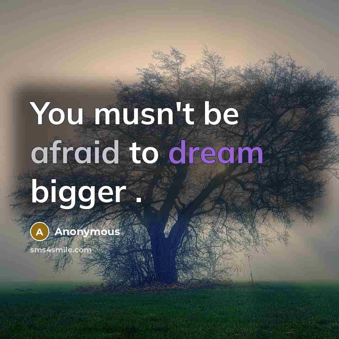 “You musn't be afraid to dream bigger .” quote by Anonymous
