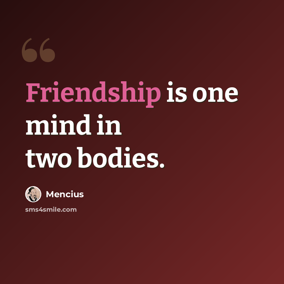 “Friendship is one mind in two bodies.” quote by Mencius