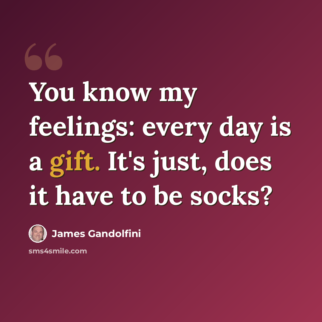 “You know my feelings: every day is a gift. It's just, does it have to be socks?” quote by James Gandolfini