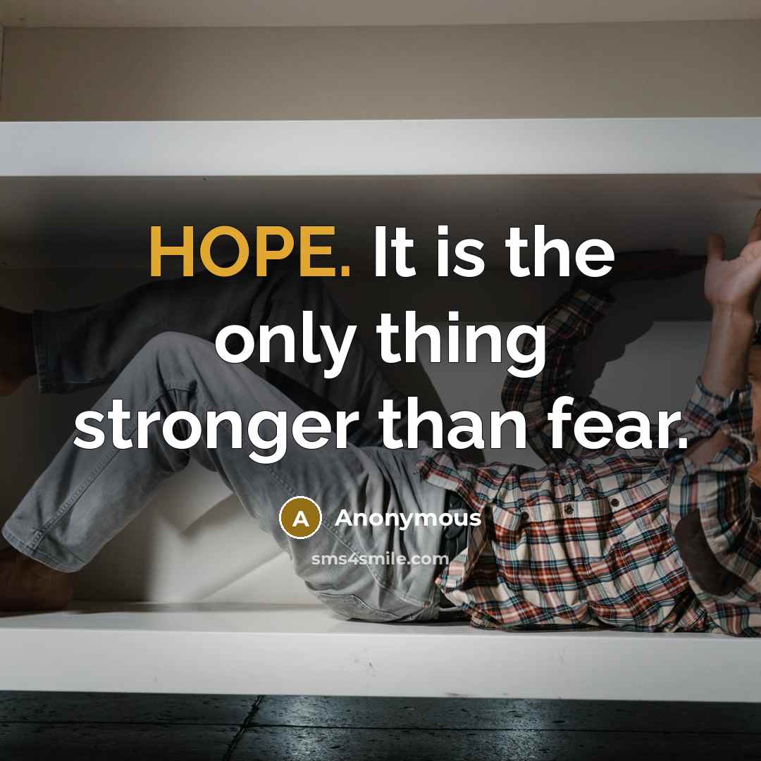 “HOPE. It is the only thing stronger than fear.” quote by Anonymous