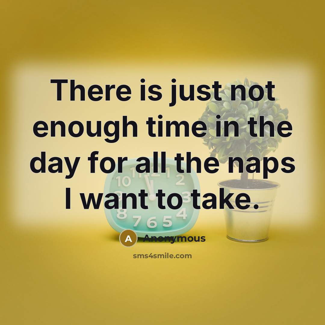 “There is just not enough time in the day for all the naps I want to take.” quote by Anonymous
