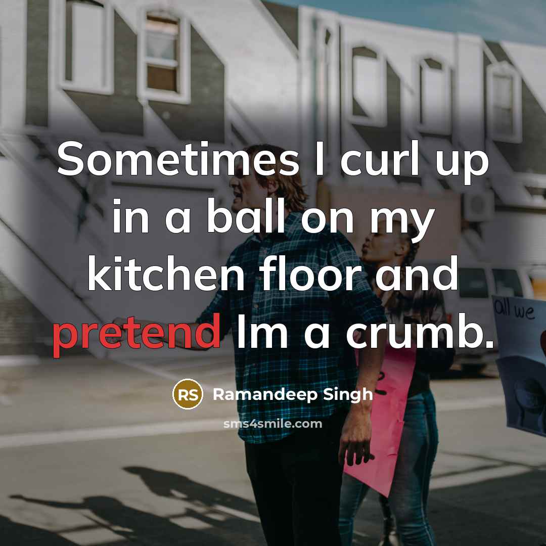 “Sometimes I curl up in a ball on my kitchen floor and pretend Im a crumb.” quote by Ramandeep Singh