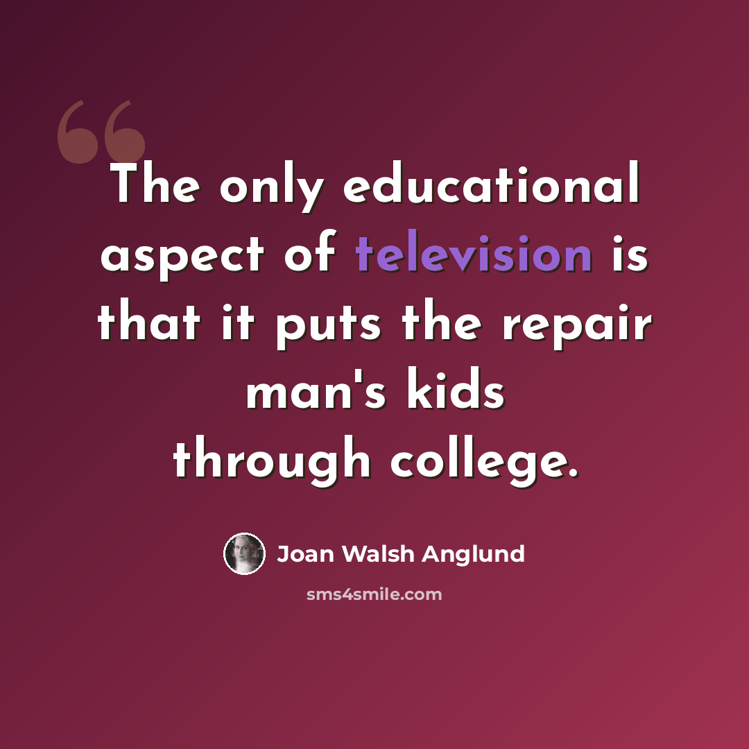 “The only educational aspect of television is that it puts the repair man's kids through college.” quote by Joan Walsh Anglund