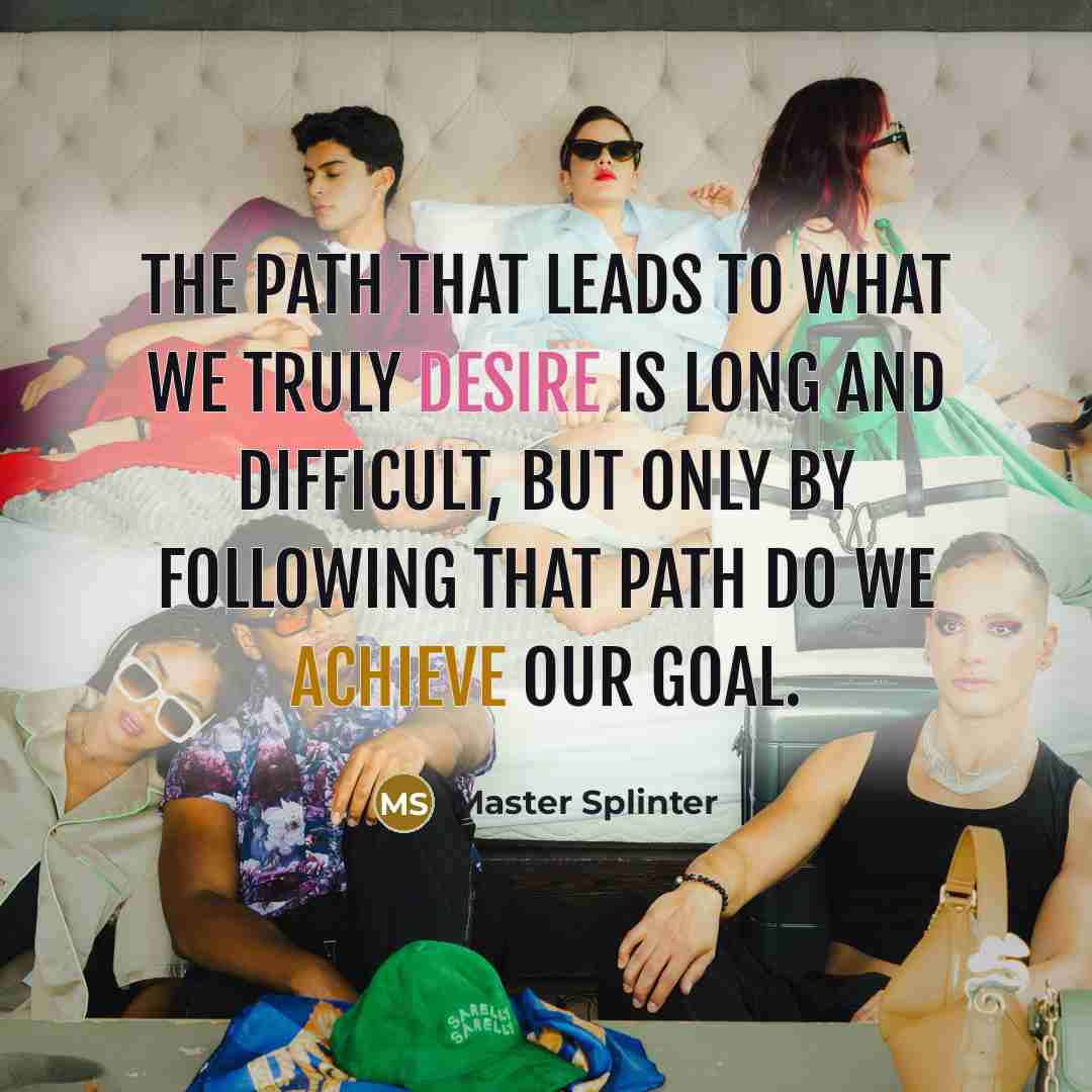 “The path that leads to what we truly desire is long and difficult, but only by following that path do we achieve our goal.” quote by Master Splinter