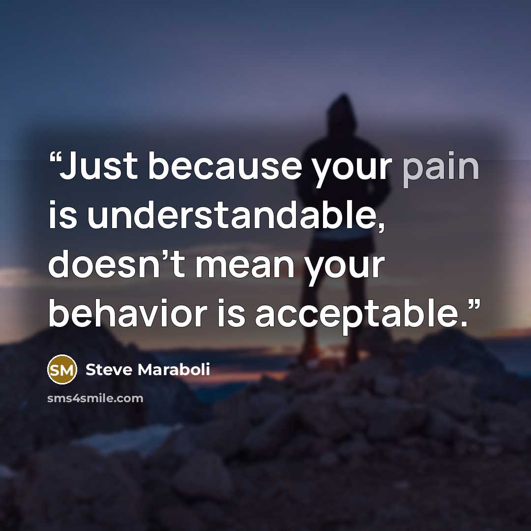 “Just because your pain is understandable, doesn't mean your behavior is acceptable.” quote by Steve Maraboli