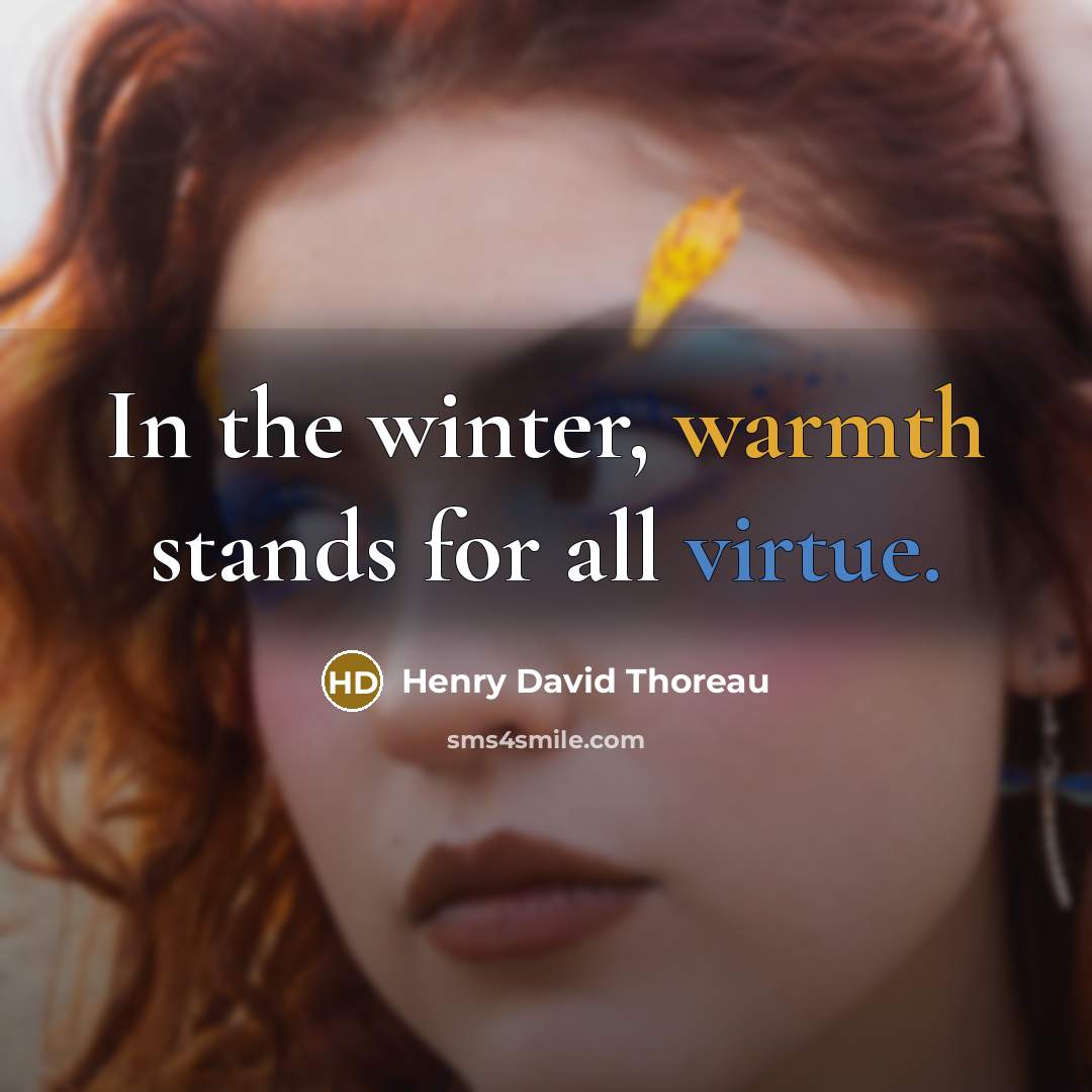 “In the winter, warmth stands for all virtue.” quote by Henry David Thoreau