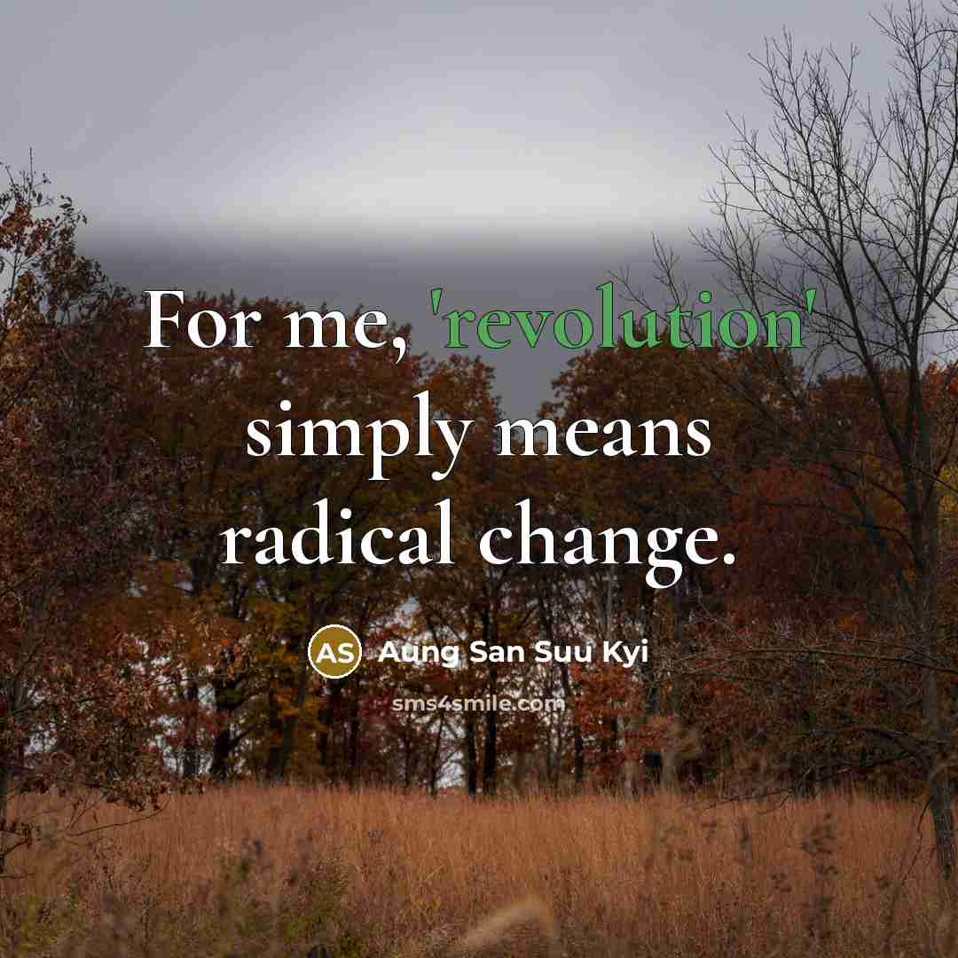 “For me, 'revolution' simply means radical change.” quote by Aung San Suu Kyi