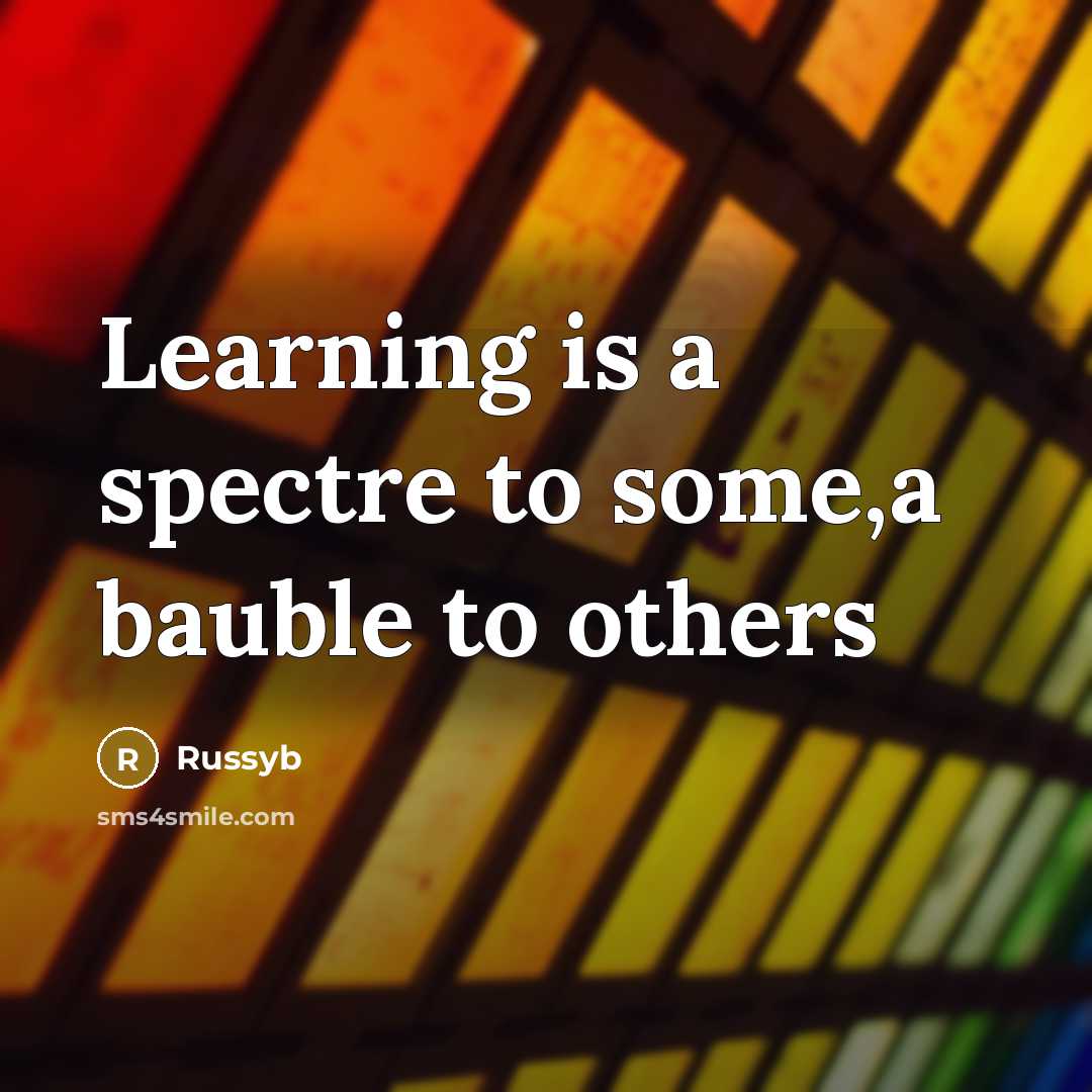 “Learning is a spectre to some,a bauble to others” quote by Russyb