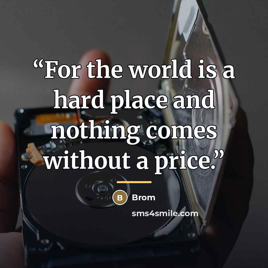 “For the world is a hard place and nothing comes without a price.” quote by Brom