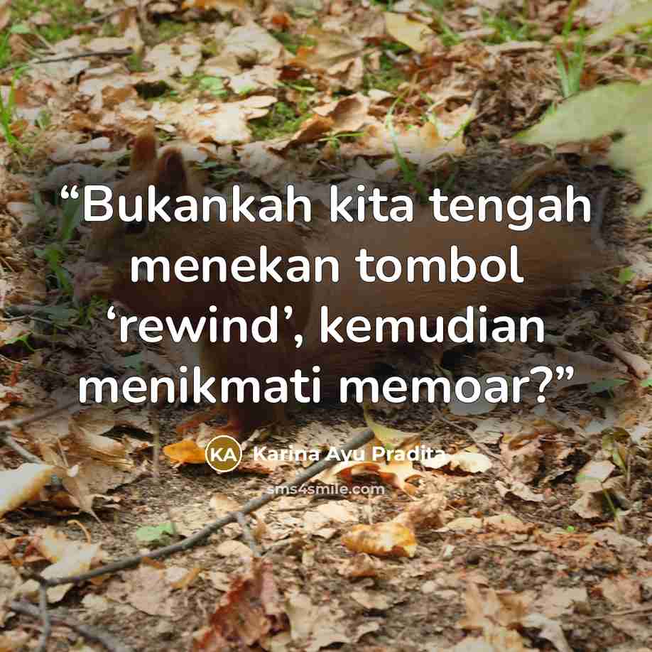 “Bukankah kita tengah menekan tombol ‘rewind’, kemudian menikmati memoar?” quote by Karina Ayu Pradita