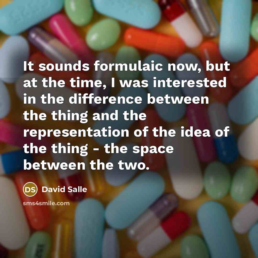 “It sounds formulaic now, but at the time, I was interested in the difference between the thing and the representation of the idea of the thing - the space between the two.” quote by David Salle