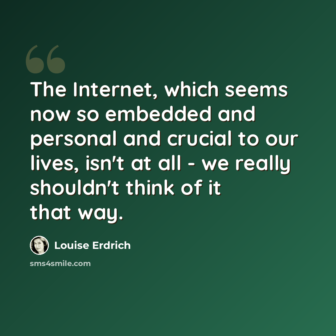 “The Internet, which seems now so embedded and personal and crucial to our lives, isn't at all - we really shouldn't think of it that way.” quote by Louise Erdrich