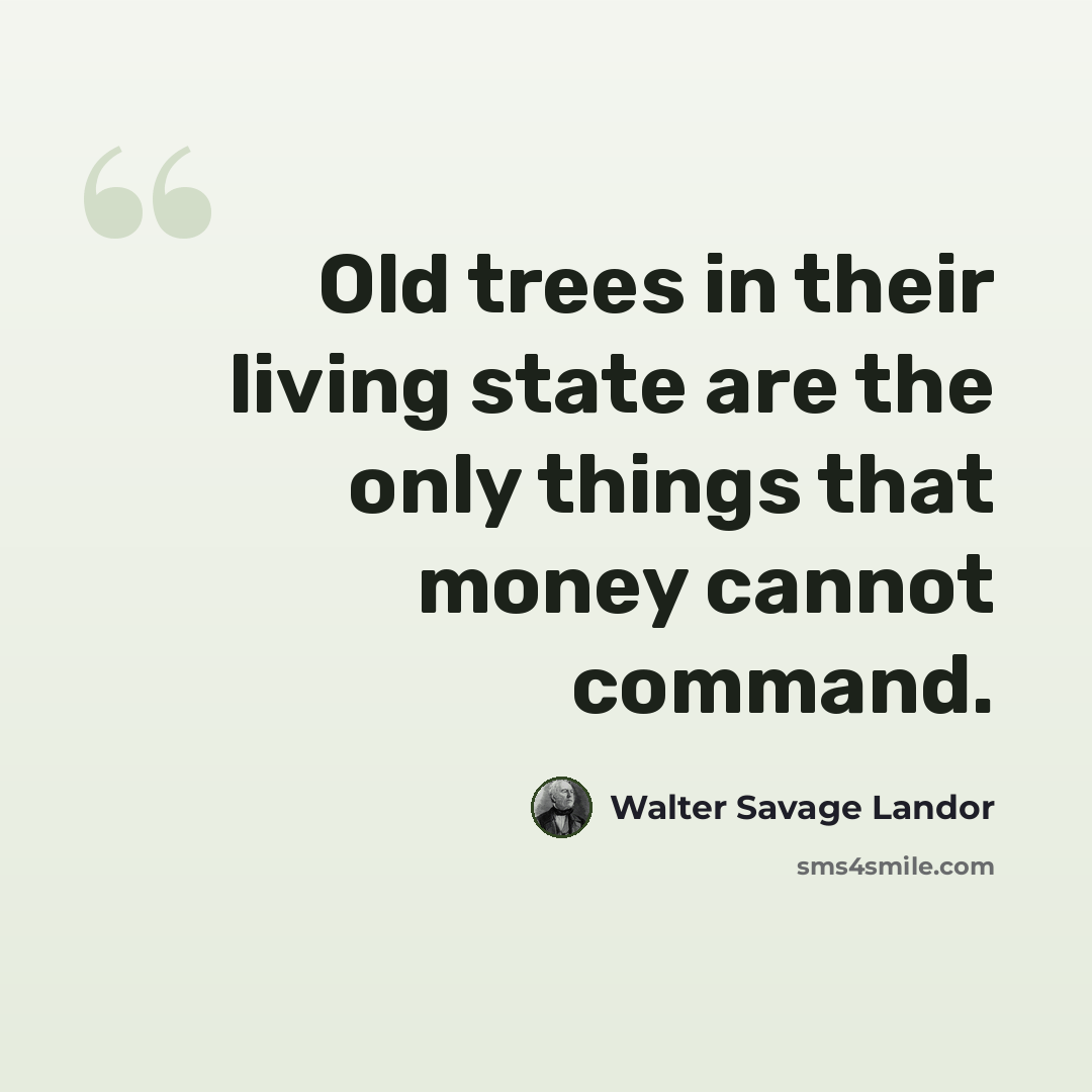 “Old trees in their living state are the only things that money cannot command.” quote by Walter Savage Landor