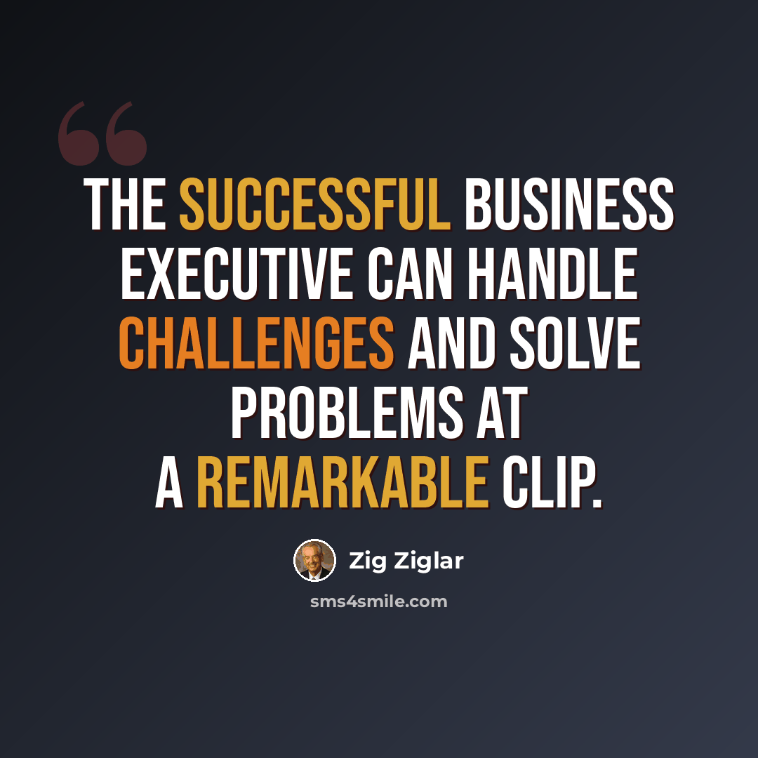 “The successful business executive can handle challenges and solve problems at a remarkable clip.” quote by Zig Ziglar