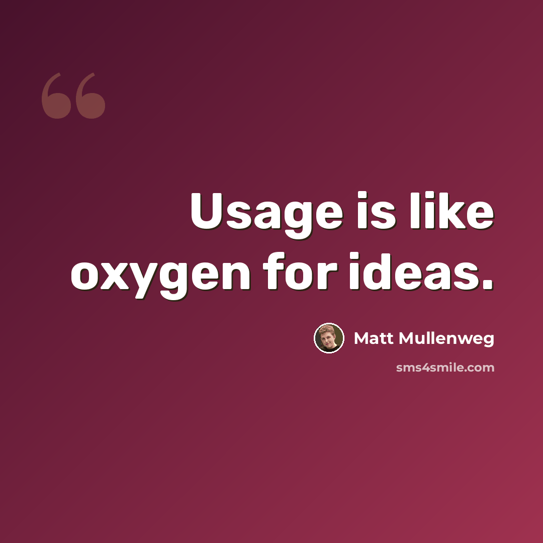 “Usage is like oxygen for ideas.” quote by Matt Mullenweg
