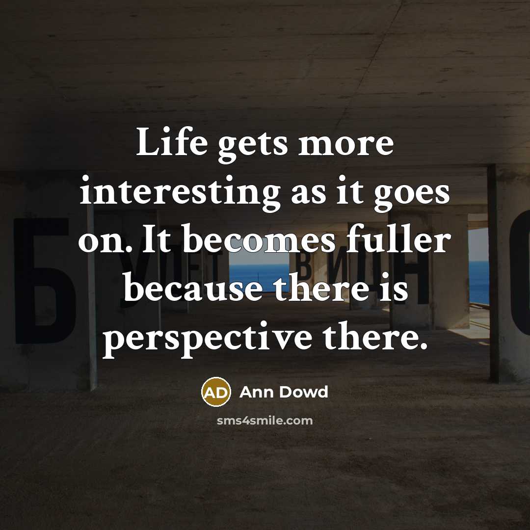 “Life gets more interesting as it goes on. It becomes fuller because there is perspective there.” quote by Ann Dowd