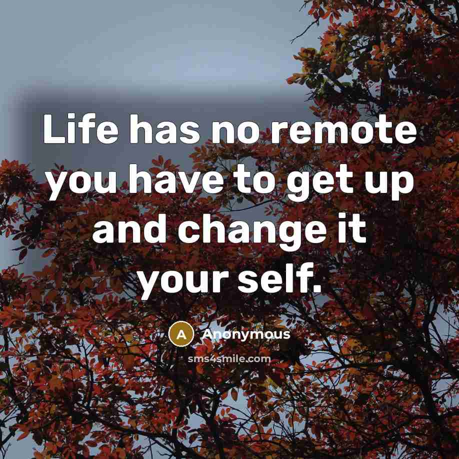 “Life has no remote you have to get up and change it your self.” quote by Anonymous
