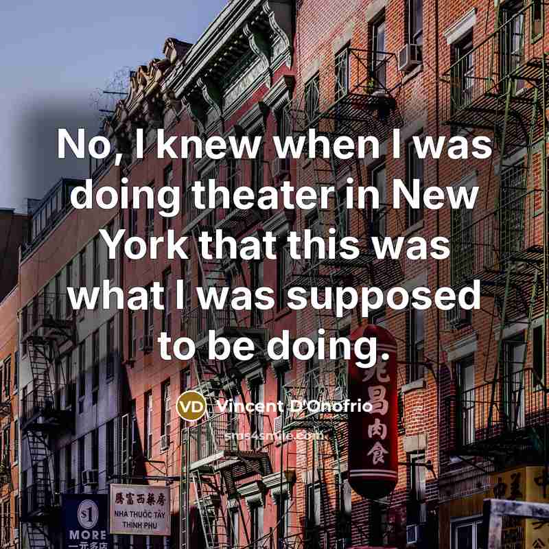 “No, I knew when I was doing theater in New York that this was what I was supposed to be doing.” quote by Vincent D'Onofrio