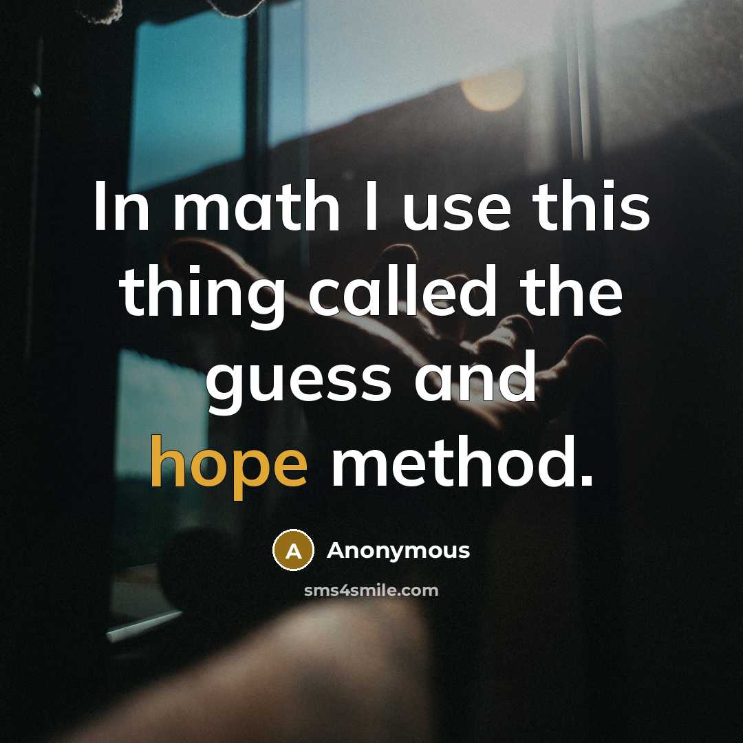 “In math I use this thing called the guess and hope method.” quote by Anonymous