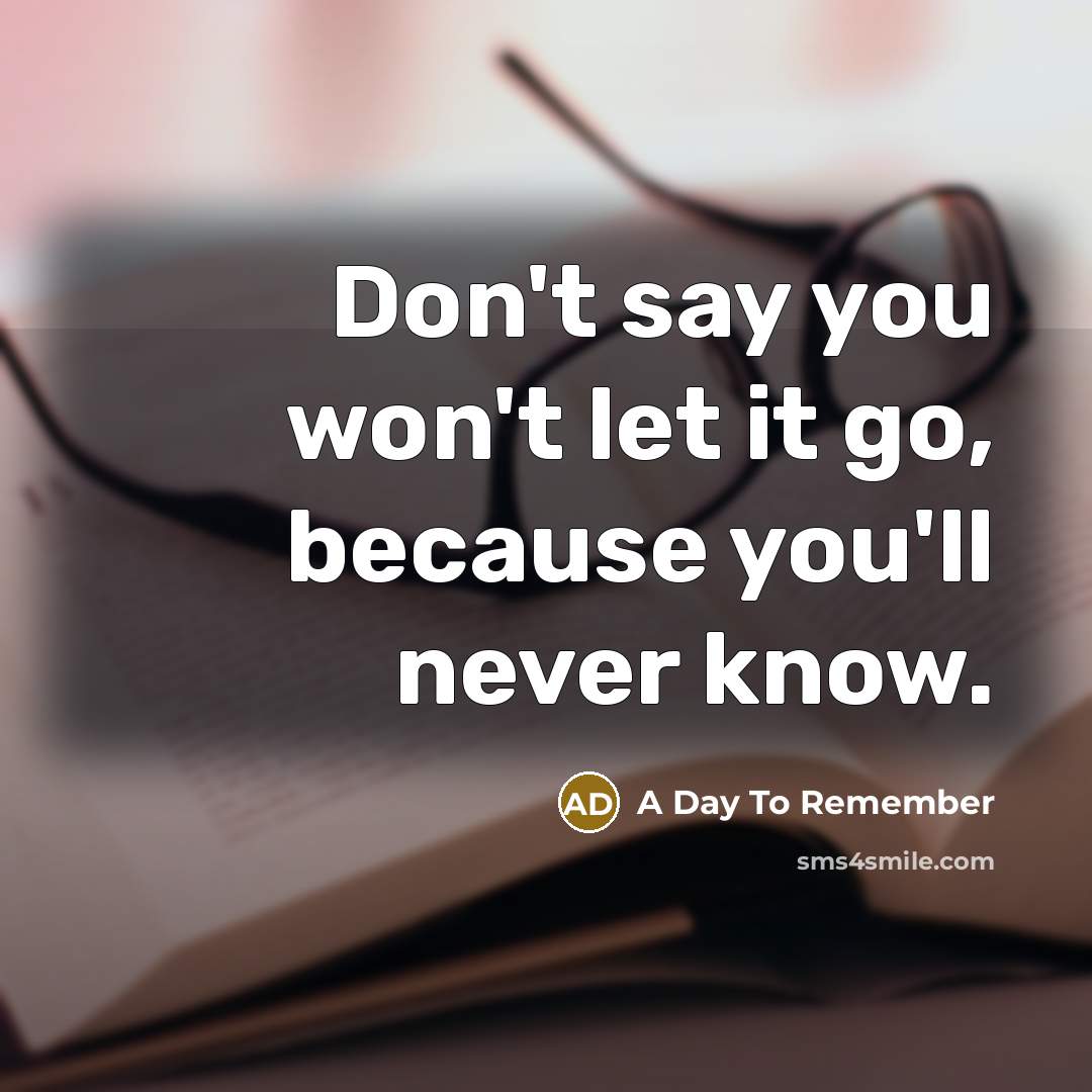 “Don't say you won't let it go, because you'll never know.” quote by A Day To Remember