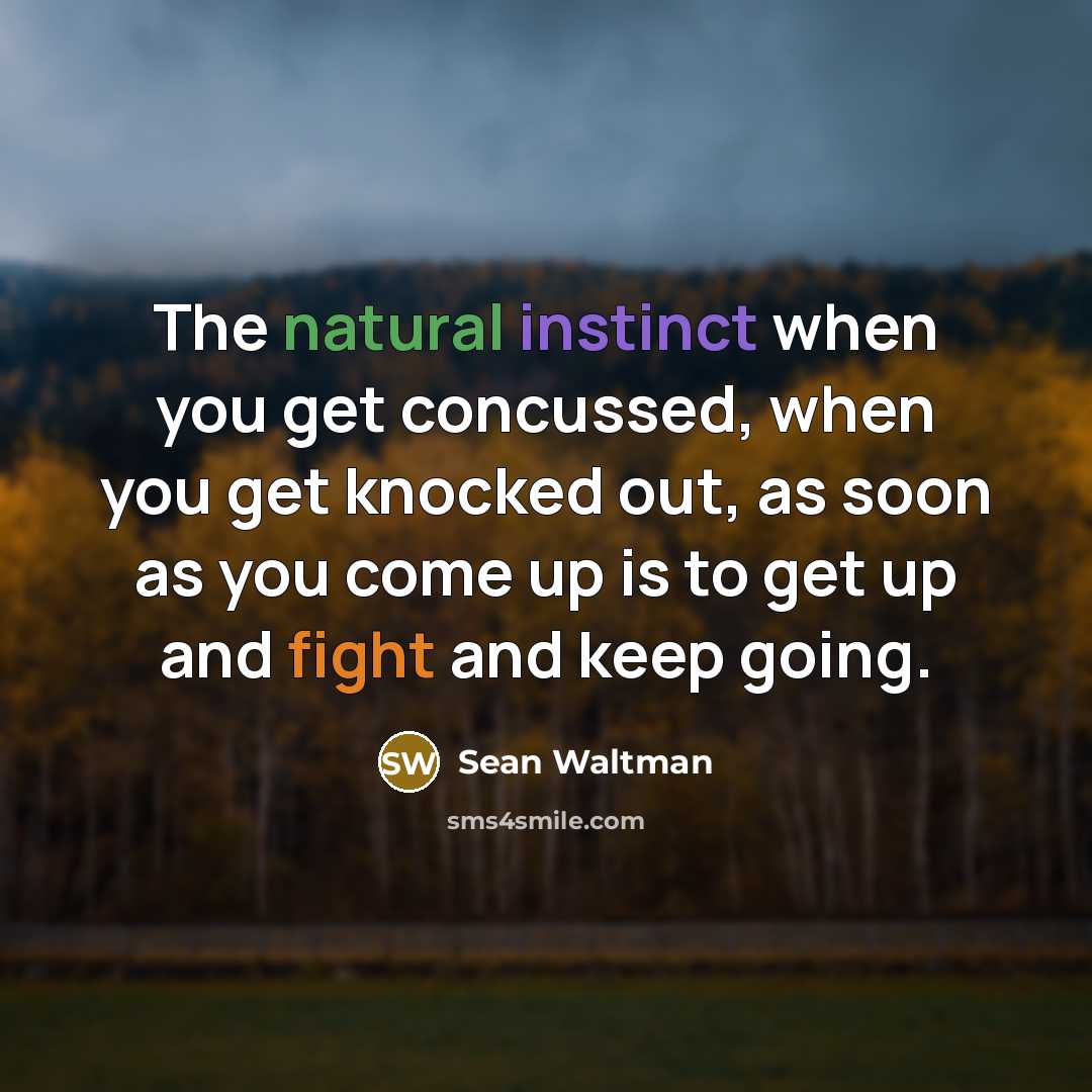 “The natural instinct when you get concussed, when you get knocked out, as soon as you come up is to get up and fight and keep going.” quote by Sean Waltman