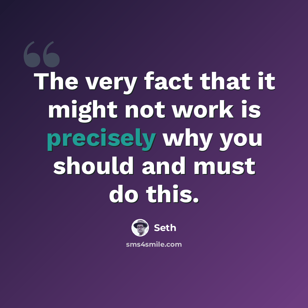“The very fact that it might not work is precisely why you should and must do this.” quote by Seth
