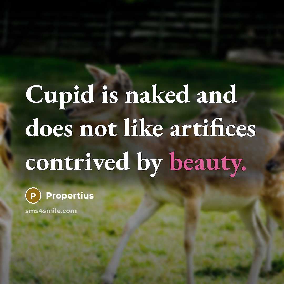 “Cupid is naked and does not like artifices contrived by beauty.” quote by Propertius