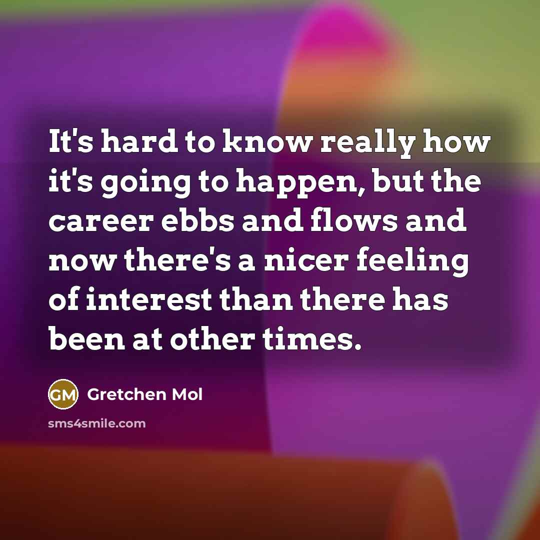 “It's hard to know really how it's going to happen, but the career ebbs and flows and now there's a nicer feeling of interest than there has been at other times.” quote by Gretchen Mol