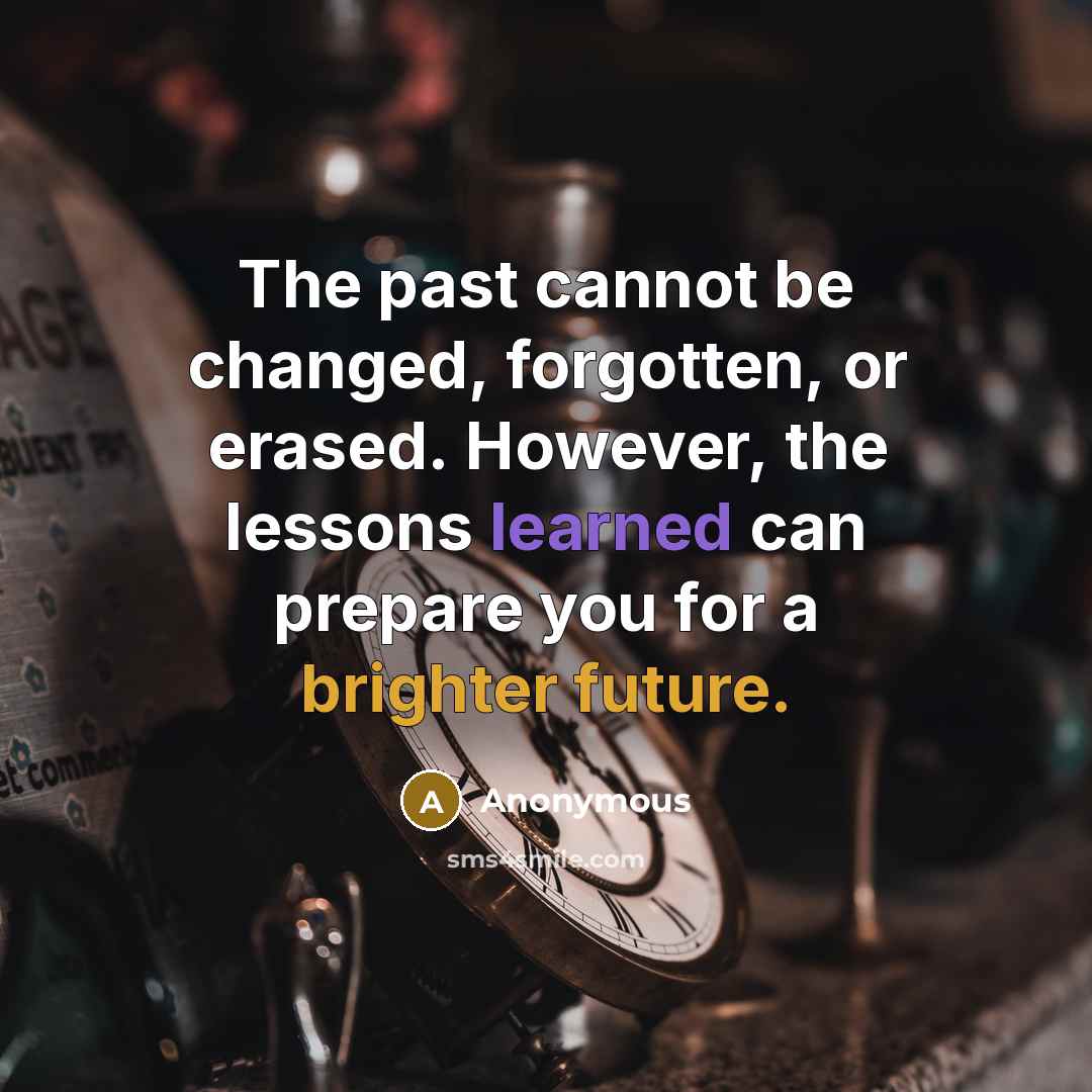 “The past cannot be changed, forgotten, or erased. However, the lessons learned can prepare you for a brighter future.” quote by Anonymous