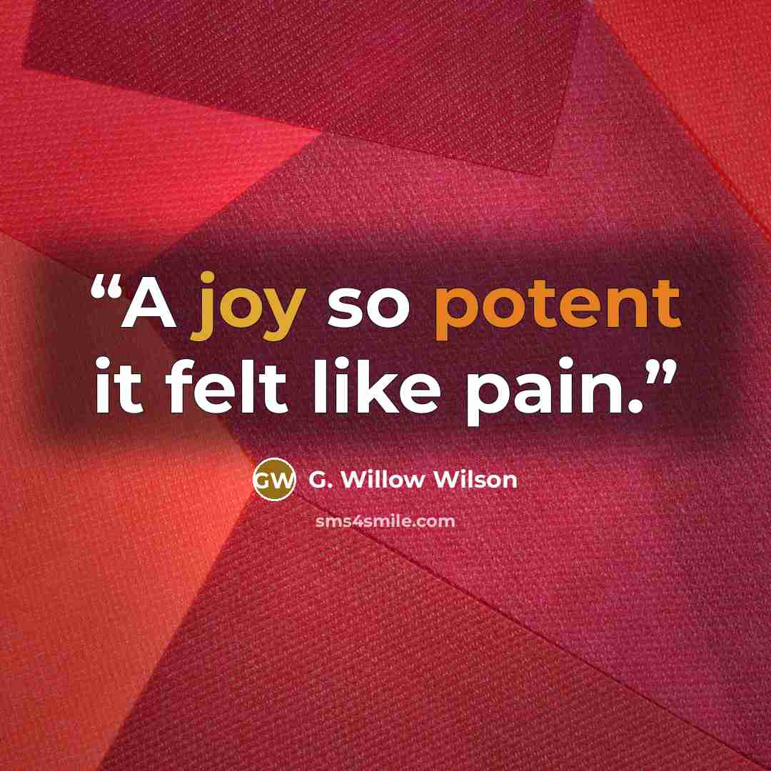 “A joy so potent it felt like pain.” quote by G. Willow Wilson