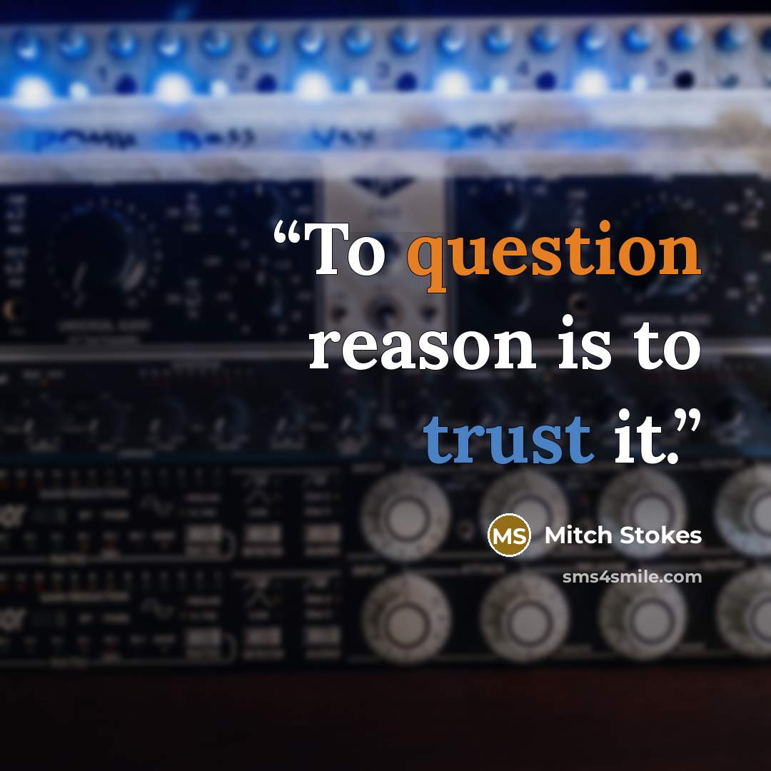“To question reason is to trust it.” quote by Mitch Stokes