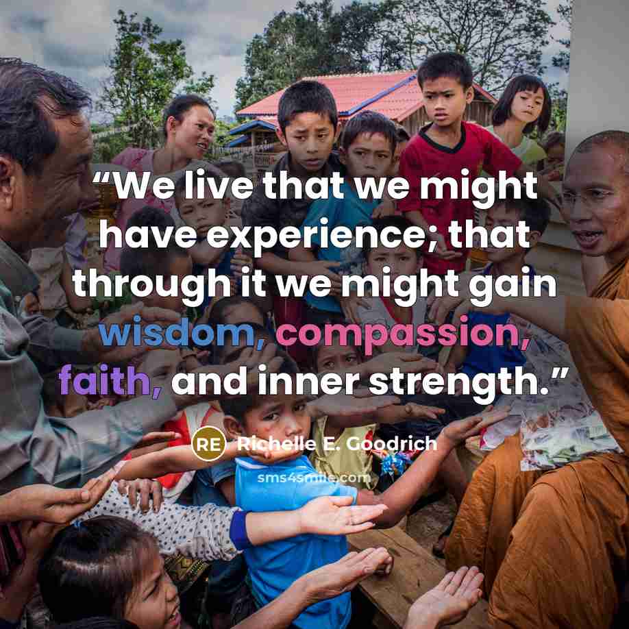 “We live that we might have experience; that through it we might gain wisdom, compassion, faith, and inner strength.” quote by Richelle E. Goodrich