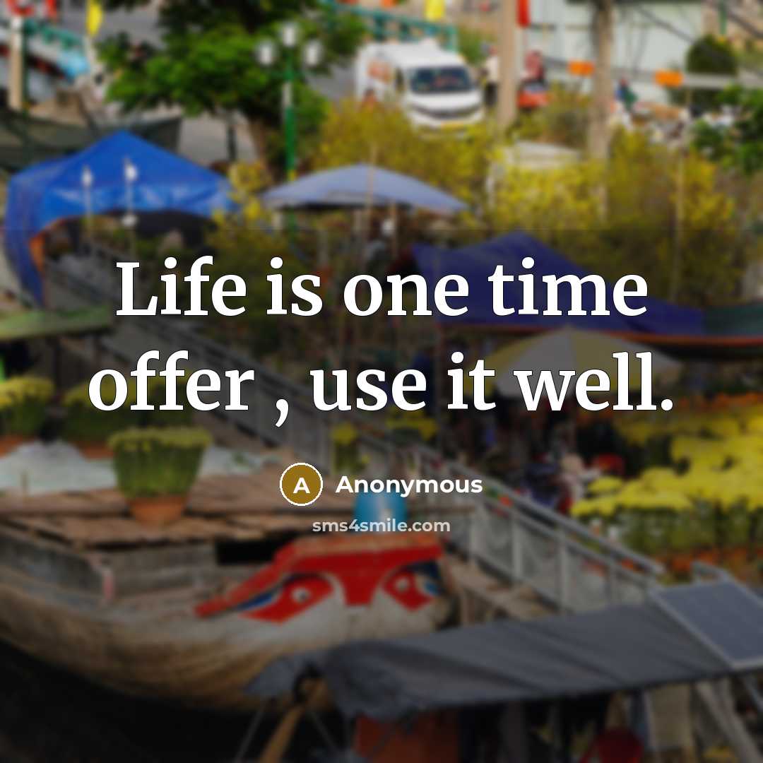 “Life is one time offer , use it well.” quote by Anonymous